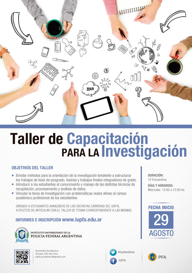 29 DE AGOSTO . TALLER DE CAPACITACIÓN PARA LA INVESTIGACIÓN IUPFA