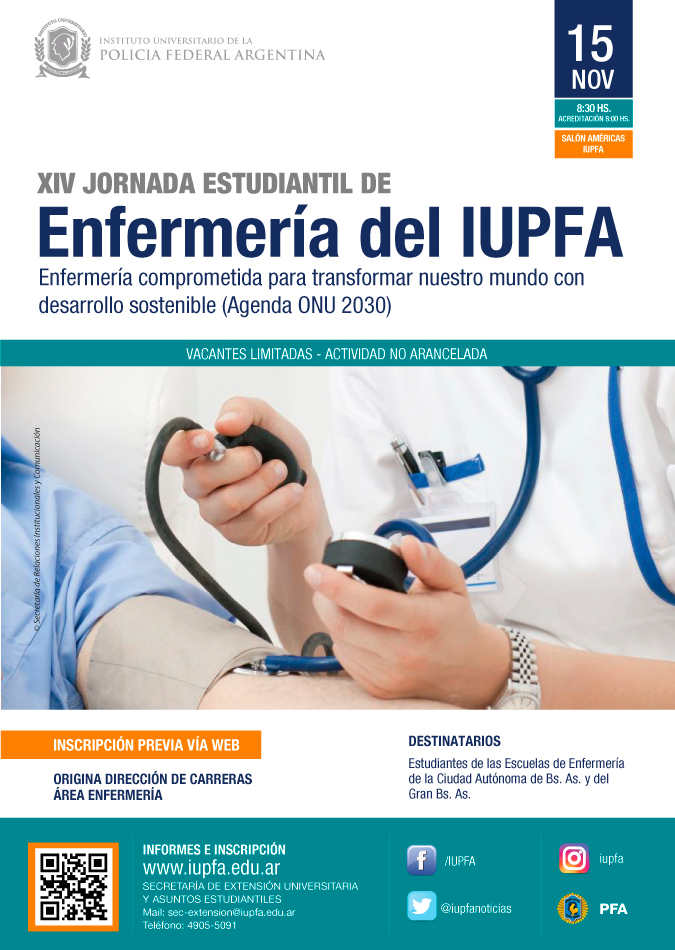 IUPFA . 15 DE NOVIEMBRE . XIV JORNADAS ESTUDIANTILES DE ENFERMERÍA DEL IUPFA