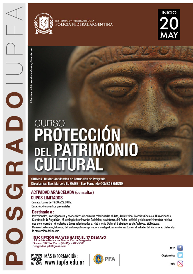 20 DE MAYO . PROTECCIÓN DEL PATRIMONIO CULTURAL . IUPFA