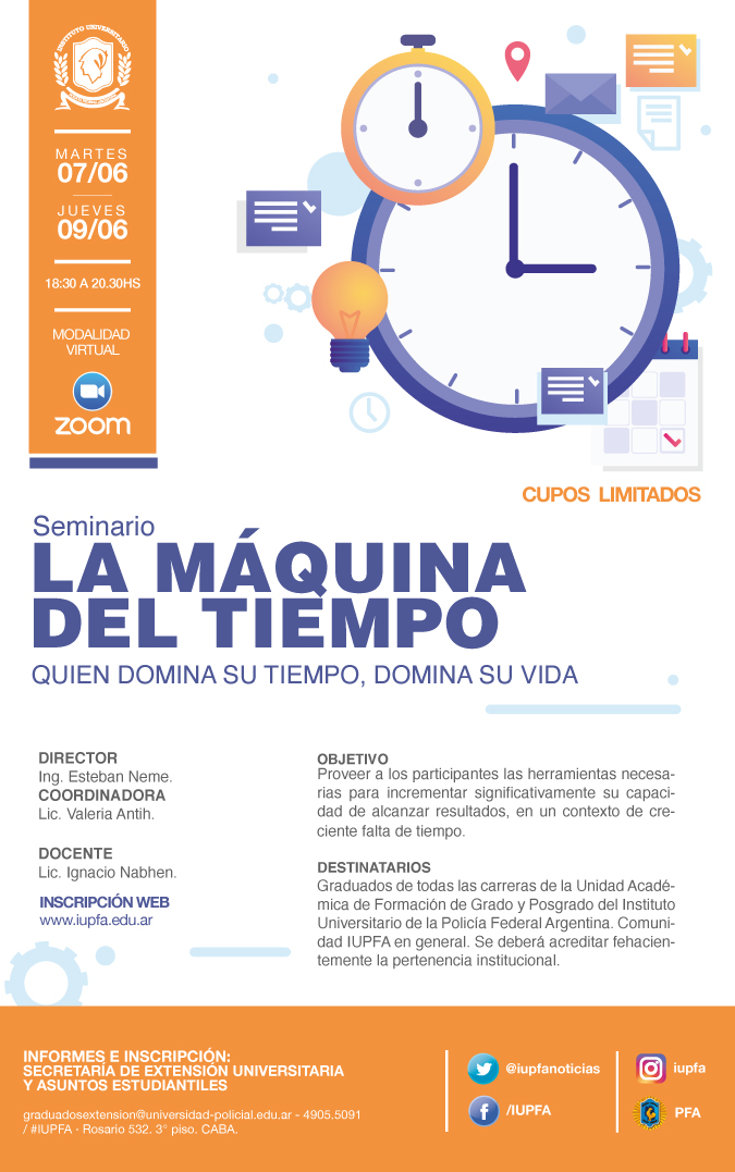 07 y 09 DE JUNIO . SEMINARIO: LA MAQUINA DEL TIEMPO . IUPFA