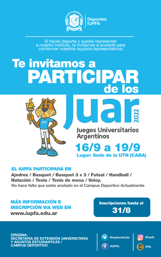 16 al 19 de SEPTIEMBRE . JUAR . JUEGOS UNIVERSITARIOS ARGENTINOS REGIONALES