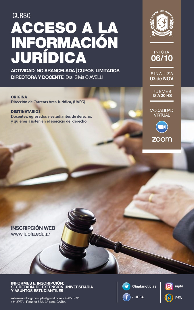 06 DE OCTUBRE . CURSO . ACCESO A LA INFORMACIÓN JURÍDICA . IUPFA