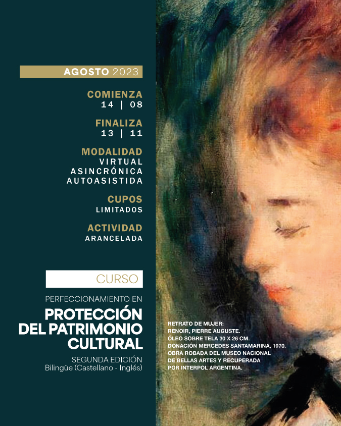 14 DE AGOSTO . CURSO DE PERFECCIONAMIENTO EN PROTECCIÓN DEL PATRIMONIO CULTURAL - SEGUNDA EDICION - BILINGÜE . IUPFA